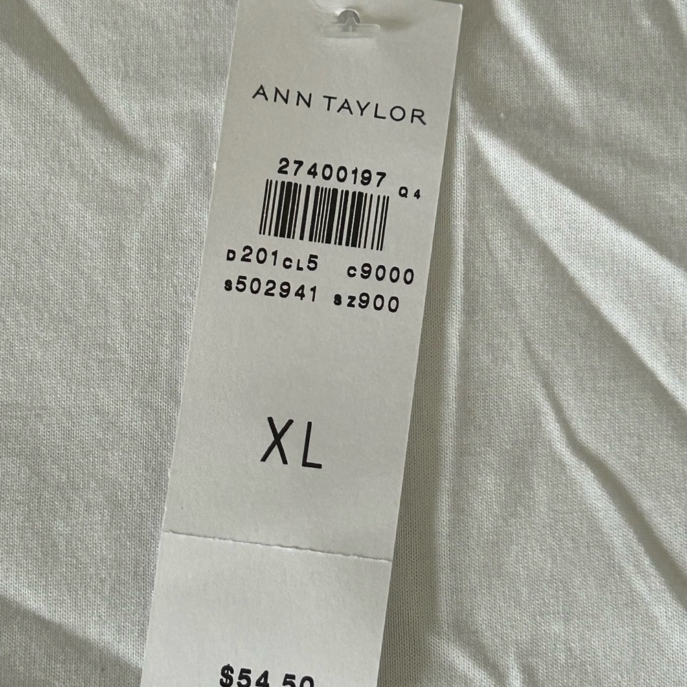 NWT Ann Taylor Lace Sleeve Mixed Media Tee White 
Size XL - Picture 3 of 6